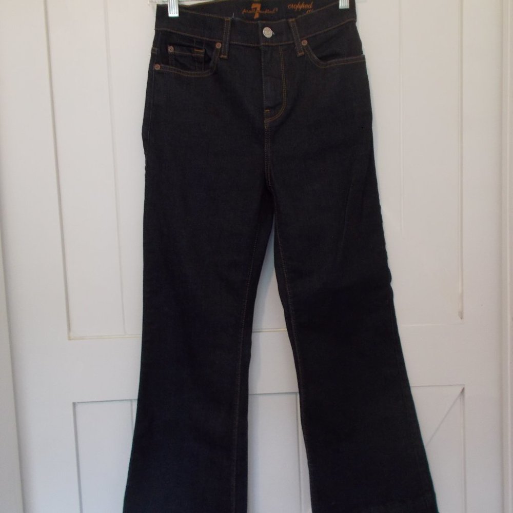 7 For All Mankind Cropped Ali Denim Jeans‎ Women's Size 26 Flared Dark Wash